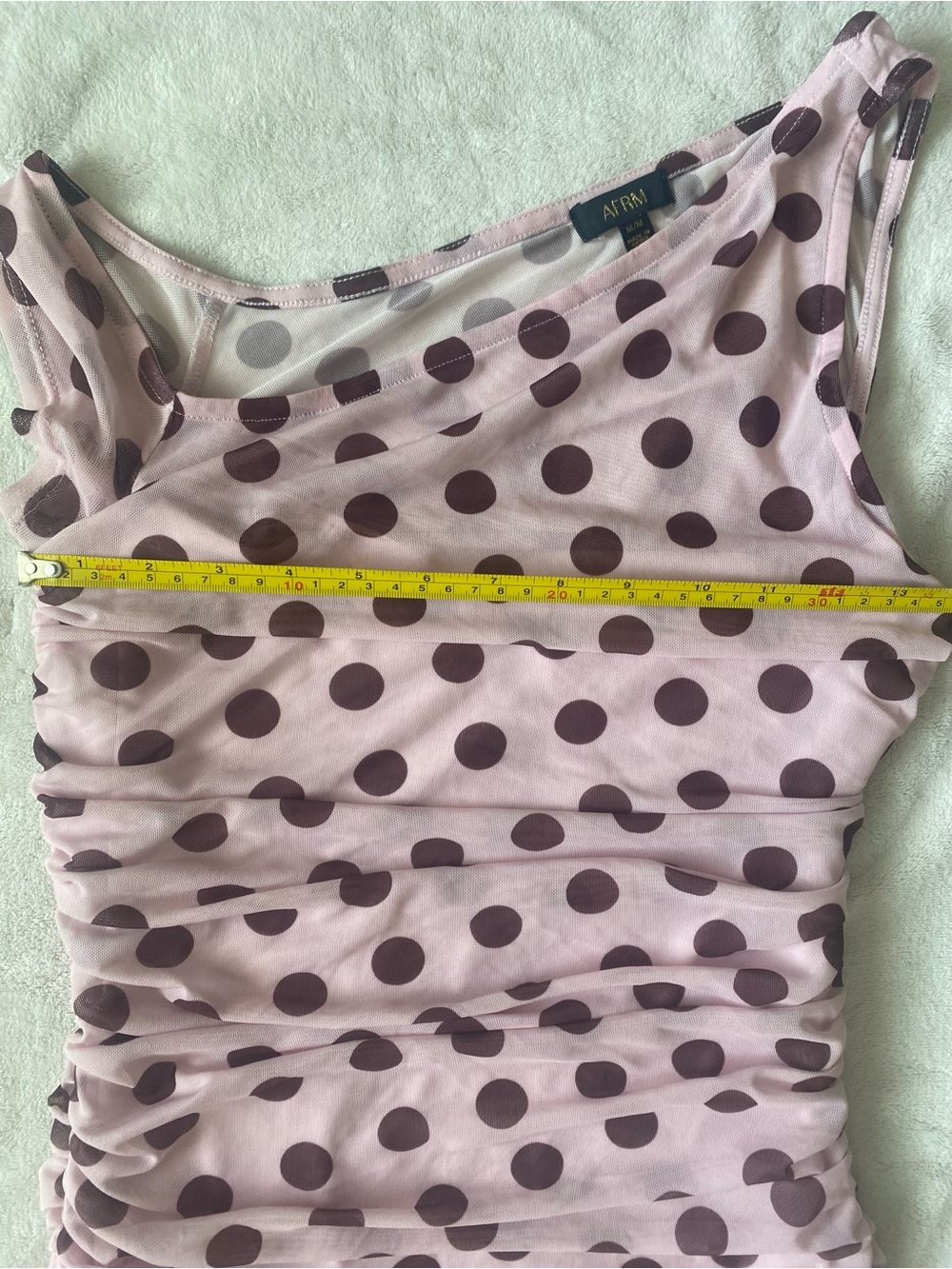 AFRM Biona Rose Dot One Shoulder Ruched Mesh Maxi Dress M - Picture 9 of 11